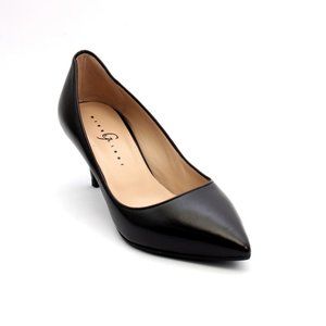 ITALIAN Black Leather Pointy Toe Pumps